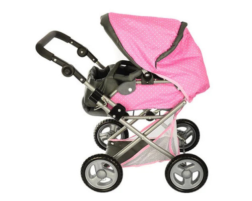 Коляска для куклы 65826 демисезонная регулир ручка 3 полож . Люлька-переноска, корзина для игрушек.