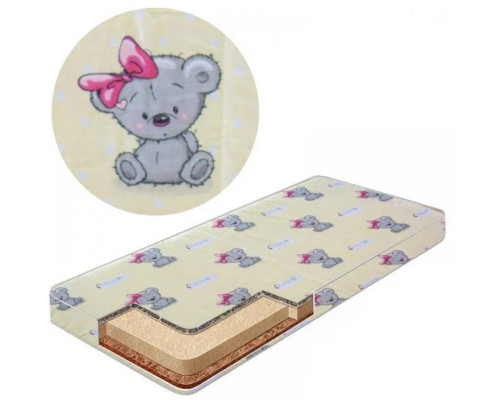 Матрас для детской кроватки КПК-LUX кокос-поролон-кокос, 120х60 см. Толщина 7 см. много цветов