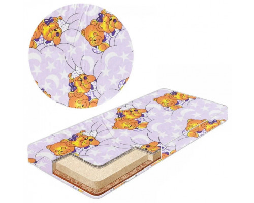 Матрас для детской кроватки КПК-LUX кокос-поролон-кокос, 120х60 см. Толщина 7 см. много цветов