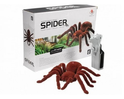 Паук на радиоуправлении 787 на батарейках, светятся глаза, бархатное покрытие