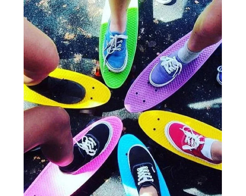 Скейт Пенни борд (Penny board) светятся колёса MS 0848-2 Голубой