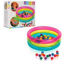 Детский бассейн Intex 3 кольца, 86-25 см, 48674 в комплекте разноцветные шарики  50 шт