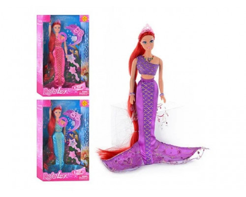 Кукла Defa 8230 Русалка, муз, светиться хвост, 3 цвета, аксессуары