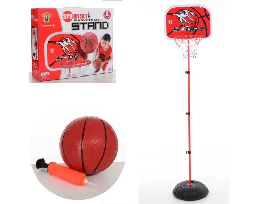 Детский баскетбольный набор M 5708, стойка высота 150 см регулируется, кольцо 19 см, щит и насос
