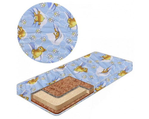 Матрас для детской кроватки со змейкой КПК кокос-поролон-кокос 120х60 см. Толщина 10 см.