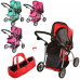 Коляска для куклы металлическая, ручка макс 64 см в 3 полож, сумка переноска, козырек, корзина Мелого 9672