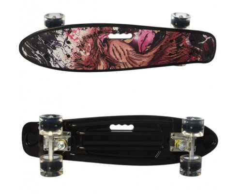 "Скейт Пенни борд" светящиеся колеса силикон с удобн. ручкой, до 70 кг, пластик-антискольз, алюм подв. 0749-6 фиолетовый