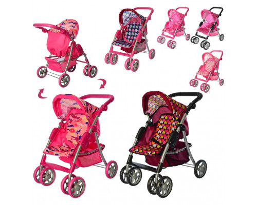 Коляска для кукол Melogo 9352/011,  поворотные колеса, корзинка. Розовая