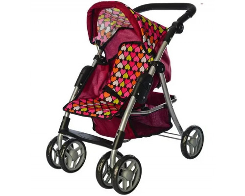 Коляска для кукол Melogo 9352/011,  поворотные колеса, корзинка. Розовая