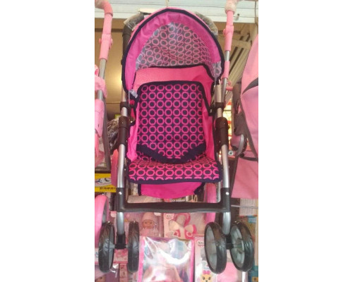 Коляска для кукол Melogo 9352/011,  поворотные колеса, корзинка. Розовая