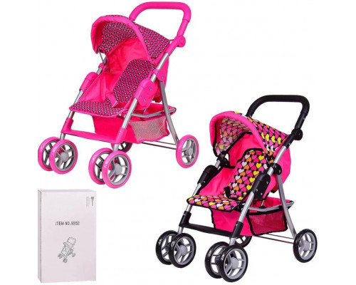 Коляска для кукол Melogo 9352/011,  поворотные колеса, корзинка. Розовая