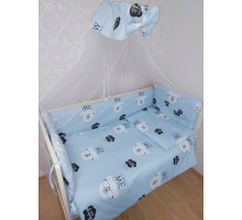 Комплект сменного постельного белья 9 в 1 с балдахином и защитой бязь хлопок 100% в детскую кроватку
